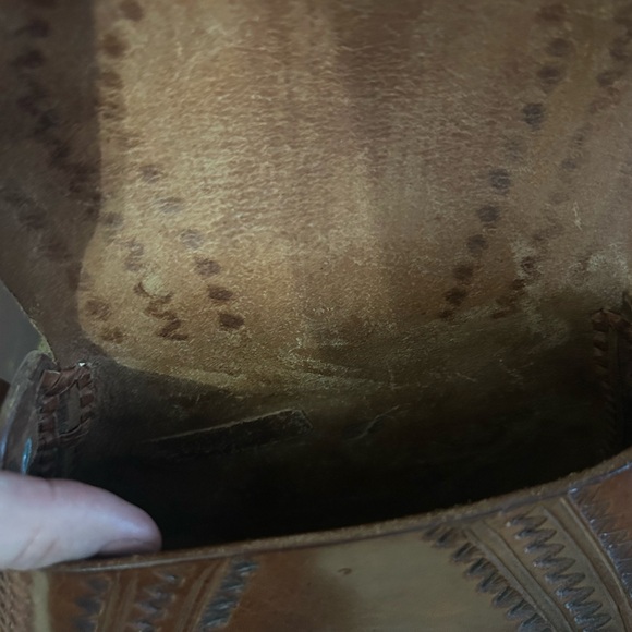Brown Boho Hand Tooled Leather Crossbody Bag  
#922 - Picture 11 of 12
